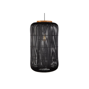 Lampe suspendue en jute faite à la main avec des pompons en coton, lampe suspendue bohème écologique tissée pour salon, café, restaurant - Product Image 2