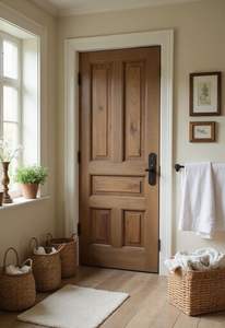 Portes intérieures en polymère durables et personnalisables, cadre solide, film PVC, placage de bois mélaminé, contreplaqué imperméable, appartement moderne, hôtel - Product Image 5