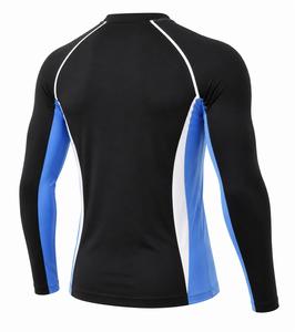 Camiseta Deportiva de Manga Larga para Hombre, Cuello Redondo, Corte Ajustado, Secado Rápido, Transpirable, Ecológica, con Bloques de Color Negro, Azul y Blanco, Tejido de Punto - Product Image 6