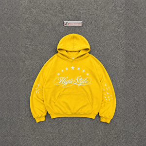 Yellow Graphic Hoodie Hyper Style Star Print Oversized Streetwear Pullover Sweatshirt <b>Y2K</b> Urban Fashion Casual Unisex Hooded <b>Top</b> - Product Image 5