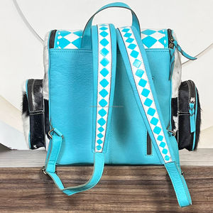 March Expo Elegant Checkered Pattern Genuine Cowhide <b>Leather</b> <b>Backpack</b> Western Style Diaper Bag Manufacturing Perfect for Unisex - Product Image 4