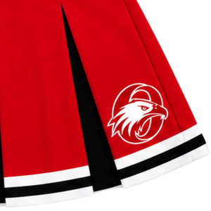 Ensemble d'uniforme de cheerleading rouge vif, noir et blanc, avec crop top sans manches à col en V et jupe plissée, pour spectacle de danse et équipe de cheerleading - Product Image 4