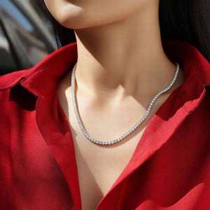 Collier Tennis Hiphop en Diamants de Laboratoire Plaqué Or, Coupe Ronde Brillante, Certifié IGI, Bijou Élégant pour Mariage, Présenté en Coffret - Product Image 2