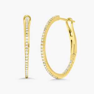 Large Huggie <b>Earrings</b> 14k 18k Solid Gold Minimalist Round Lab Grown Double Sided Diamond Modern 19mm French Loop <b>Hoops</b> Wholesale - Product Image 1