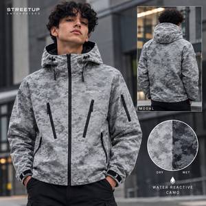 Trendy Thermochromic Zip up Jacket Windbreaker <b>Men's</b> <b>Thermal</b> reactive Jacket Boxy Lightweight Color Changing jacket for <b>men</b> OEM - Product Image 3