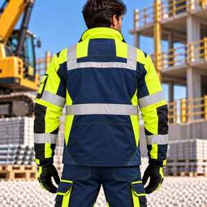 TwillSports <b>Hi</b> <b>Vis</b> Reflective Workwear <b>Jacket</b> Men's <b>Waterproof</b> Windproof Safety <b>Jacket</b> for Construction Warehouse Road Work - Product Image 3