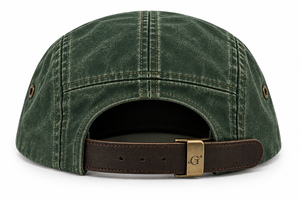 Casquette de camping vintage personnalisée, 5 panneaux, vert et jaune, logo brodé, fabricant de chapeaux - Product Image 4