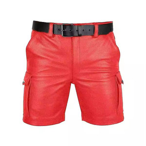 Street Style Casual Mens Leather <b>Shorts</b> with Mid Waist <b>Lightweight</b> & Eco-Friendly Design Bold Fashion Statement - Product Image 1