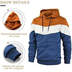 Ensemble sweat à capuche unisexe décontracté XL en molleton de coton biologique avec fermeture éclair intégrale, grande taille, manches longues, poches, design color block original, hiver - Product Image 5