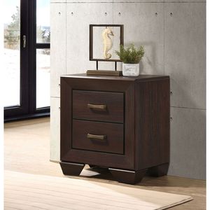 Mesita de noche rectangular de 2 cajones con acabado en cobre color cacao oscuro - Product Image 1