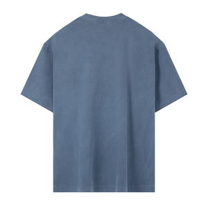 เสื้อยืดแขนสั้นผู้ชายสีดำทรงโอเวอร์ไซส์ คอกลม ผ้าถักเนื้อฝ้าย สีพื้น ดีไซน์เรียบง่าย ทรงปกติ - Product Image 6
