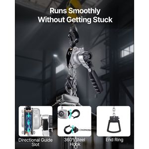 Paranco a Catena Manuale per Carichi Pesanti 1/2T (1100 libbre) Capacità 5FT (1,5 m) di Sollevamento, in Acciaio Legato G80, con Doppio Blocco, Paranco Meccanico a Trazione - Product Image 5