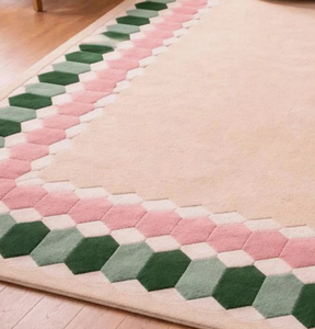 Tapis en laine tuftés faits main – Tapis modernes écologiques antidérapants, rembourrés, antibactériens, à poils bouclés, résistants au feu, pour la prière - Product Image 2