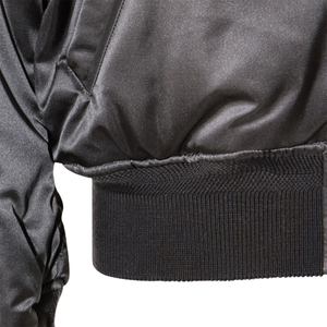 Veste en satin pour homme de bonne qualité, couleur noire, poignets élastiques, coupe ajustée, unie, veste varsity en satin pour femme - Product Image 6