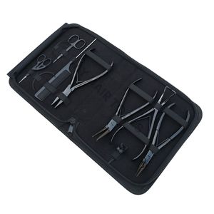 Kit d'outils professionnels pour extensions capillaires : Pince à micro-perles pour pose et retrait, Peigne à queue de cheveux et Mini-ciseaux à doigts pour séparation - Product Image 1