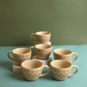 Tasses à thé en porcelaine fine Gardenia, durables, capacité 150 ml/200 ml, ensembles de thé et de café en céramique, lot de 6 avec soucoupes - Product Image 5