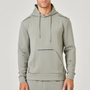 Chándal Gris con Capucha para Hombre, Manga Larga, Color Sólido, Transpirable, Corte Regular, para Otoño, con Bolsillos Laterales de Poliéster - Product Image 5