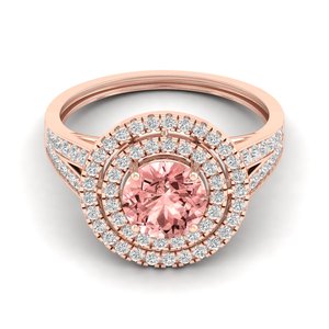 Anillo REYES Solitaire con Gema de Morganita de Corte Redondo de 1.3Ct y Diamantes Naturales en Oro Blanco de 14K, Joyería Fina al por Mayor para Mujer - Product Image 5