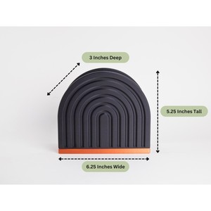 Boîte à mouchoirs design moderne en arc, en plastique vert et beige, support autoportant pour table - Product Image 2