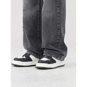 Jean en denim pour homme, taille mi-haute, gris délavé, style vintage rétro, coupe droite, écologique, respirant, grandes tailles 28-42, hiver automne, style urbain - Product Image 6