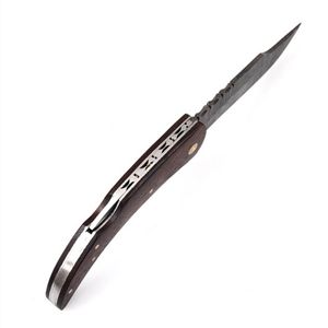 Cuchillos Plegables para Exteriores, Hechos a Mano, con Hoja de Acero con Patrón de Damasco, Mango Ergonómico de Hueso, Funda Protectora de Cuero para Caza y Camping - Product Image 3