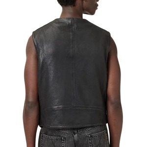 Men <b>Leather</b> <b>Jacket</b> Motorcycle Vest Genuine Cowhide <b>Sleeveless</b> <b>Jacket</b> Polyester Lining Stylish Outdoor Fashion Wear - Product Image 5