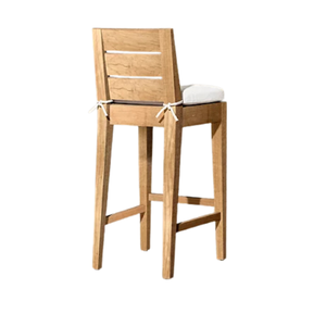 Modern Minimalist Solid Teak Bar <b>Stool</b> with Upholstered Cushion <b>Seat</b> and Durable Backrest for Luxury Hotel Restaurant - Product Image 5