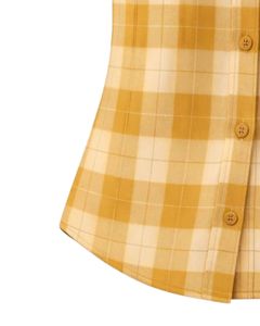 Mustard Yellow And Plaid Womens Short Sleeve Button Up Shirt Casual Summer Lightweight Breathable <b>Checkered</b> <b>Top</b> With Pocket - Product Image 4