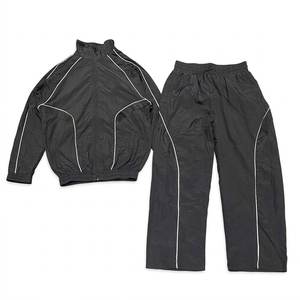 High Sales Custom Logo Black With Panels Men's Nylon <b>Wind</b> <b>Breaker</b> Pants Sets For Summer Quick Dry Vintage Set Streetwear Jackets - Product Image 1