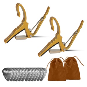 Par de capos para guitarra de 5 clavijas de cambio rápido, para guitarra acústica, eléctrica, banjo, mandolina o ukelele, color amarillo - Product Image 1