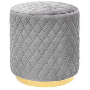 Pouf Ottoman Gonflable Rond de Taille Moyenne en Velours Blanc, Portable, pour Salon, Chambre, Salle à Manger, Hôtel, Design Moderne - Product Image 5