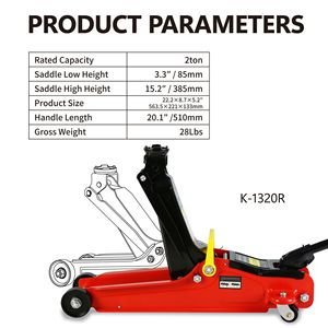 Martinetti per pavimento da corsa in acciaio per impieghi gravosi da 2 tonnellate di pompa per Lifting a pistone singolo per auto con raggio di sollevamento 3.3 "-15.2" - Product Image 2