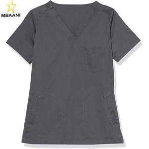 Women's Classic Fit V-Neck Short Sleeve <b>Scrub</b> Top with 3 Pockets, Moisture Wicking - Product Image 6