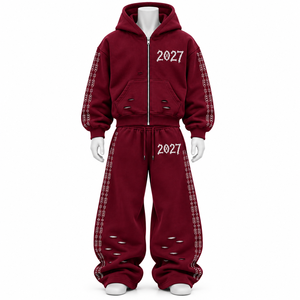 ชุดเสื้อฮู้ดปักลายประดับเพชร พิมพ์ลายปี 2027 แบบ unisex ไซส์ใหญ่ ผ้าฟลีซ ซิปหน้า ชุดลำลอง ระบายอากาศได้ดี เหมาะสำหรับฤดูใบไม้ร่วง - Product Image 2
