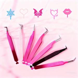 ชุดแหนบต่อขนตา Morje Surgical Precision ทำจากสแตนเลส ขนาด 10 มม. ปลายเรียบ จับถนัดมือ สีชมพู-ดำ สำหรับต่อขนตา - Product Image 1
