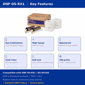 Kit de médias DNP DS-RX1HS : Papier photo brillant/lustré 6x8, 700 impressions (350/rouleau), Kit de ruban de sublimation par transfert thermique pour borne photo/kiosque, 6,3 kg - Product Image 4