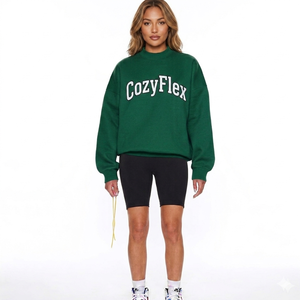 Sweat-shirt à col montant oversize en molleton de coton, pull chaud d'hiver, streetwear décontracté, toucher doux, confortable, haut tendance - Product Image 1