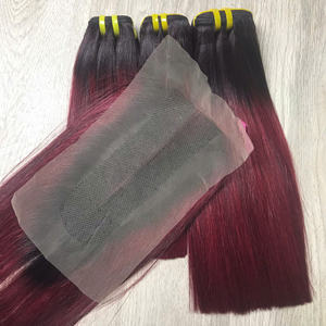 Extensiones de cabello degradado de color borgoña, textura recta, color natural humano vietnamita, precio de fábrica - Product Image 6