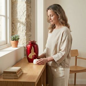 Urna Funeraria Moderna de Metal Hecha a Mano con Diseño de Colibrí Rojo, Urna Conmemorativa para Cenizas Humanas, Recuerdo para Entierro, Homenaje a Adultos - Product Image 3