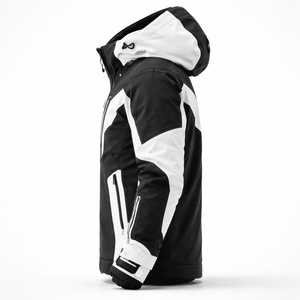 Premium Hooded <b>Ski</b> <b>Jacket</b> Black <b>White</b> Design Waterproof 10,000mm Windproof Eco-Friendly Insulated Winter Supplier Bulk Unisex - Product Image 2