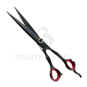 Professional Matte Black Hair Cutting Scissors with Dragon Claw Handle Design and Red Comfort <b>Ring</b> Inserts - Product Image 2