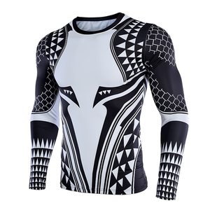 Fitness Wear Custom Logo Sublimated Breathable Men's <b>Compression</b> <b>Shirt</b> Rash Guard with Full Sleeve - Product Image 6