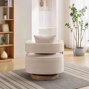 Poltrona Girevole con Schienale Aperto da 74 cm, Divano Moderno e Confortevole con Base Effetto Invecchiato per Cameretta, Camera da Letto, Soggiorno, Hotel o Ufficio - Product Image 6