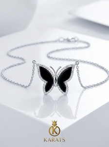 Collar con colgante de mariposa de plata 925 con moissanita para mujer - Product Image 5