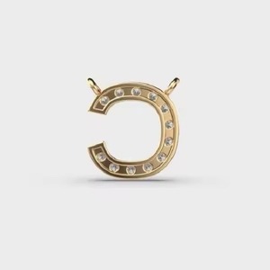 Personalized Gold Alphabet Pendant with Diamond Initial Letter C <b>Charm</b> Gift Jewelry for Women - Product Image 2