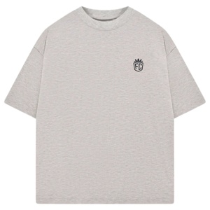 T-shirt Homme Oversize à Manches Courtes Gris avec Logo Minimaliste sur la Poitrine en Coton Col Rond Décontracté Style Urbain Streetwear Vente en Gros - Product Image 2