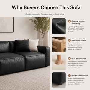 Luxury Genuine Leather Three Seater <b>Sofa</b> Durable Modern Couch with Premium Comfort for Residential Furniture Export - Product Image 4
