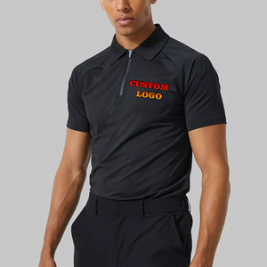 Polos personnalisés en tricot pour hommes, couleur unie, demi-zip, coupe ajustée, respirants, séchage rapide, logo imprimé numérique personnalisé, tees de golf - Product Image 1