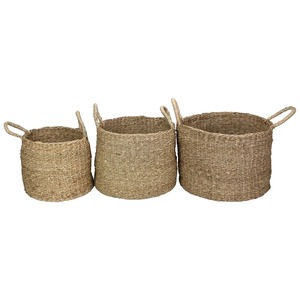 Ensemble de 3 paniers en jonc de mer naturel, faits à la main, paniers de rangement, vente en gros, écologiques, fabriqués au Vietnam - Product Image 4