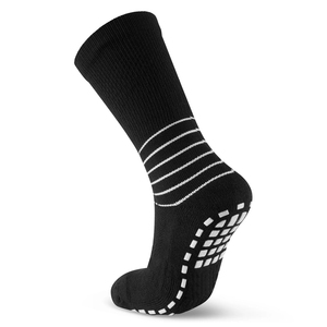 Custom Logo Anti Slip Athletic <b>Socks</b> Crew Length Striped Design for Running Gym Yoga Sports with Silicon Grip Pads <b>Black</b> Adult - Product Image 6
